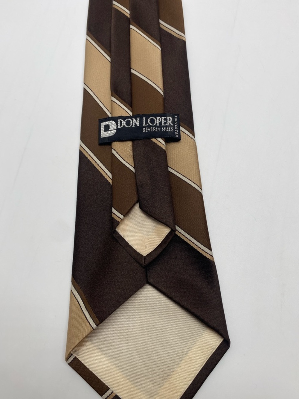 Vintage Don Loper Brown Beverly Hills Striped Men’s Tie # 0031 - Picture 4 of 6